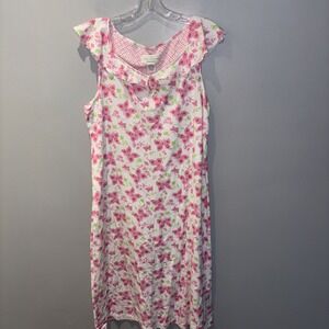 Karen Neuberger Sleepwear White Pink Butterfly‎ Print Women's SzL Cottagecore